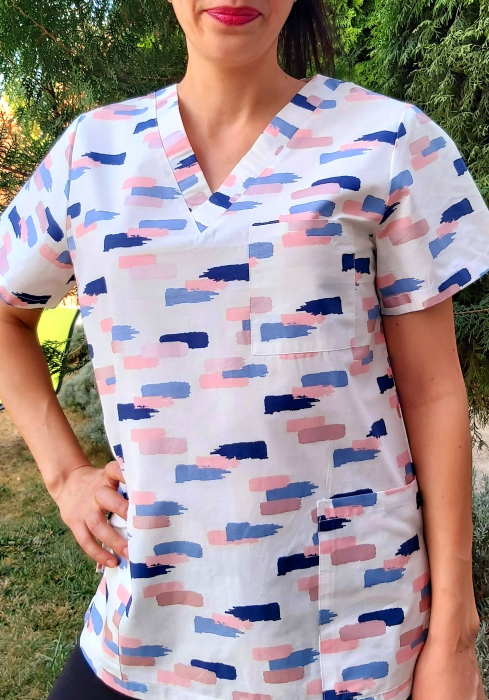 Bluza Bumbac Geometrie Roz [4]