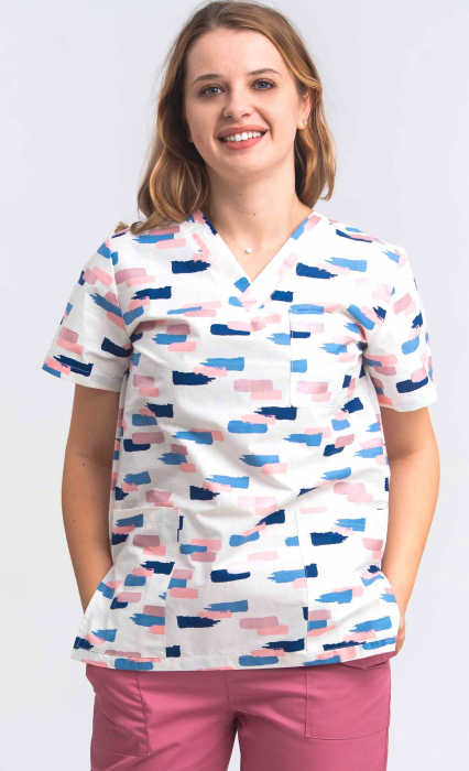 Bluza Bumbac Geometrie Roz [2]