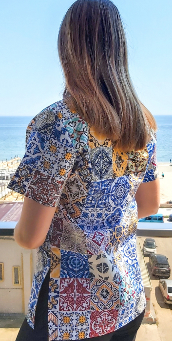 Bluza Bumbac Mozaic Albastru [2]