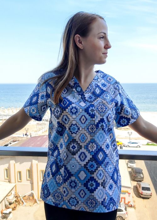 Bluza Bumbac Mozaic Bleu Si Albastru [4]