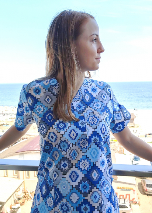 Bluza Bumbac Mozaic Bleu Si Albastru [5]