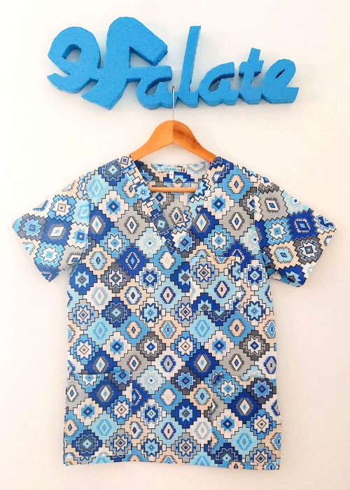Bluza Bumbac Mozaic Bleu Si Albastru [3]