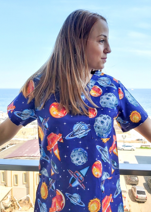 Bluza Bumbac Planete Si Meteoriti Fond Indigo [5]
