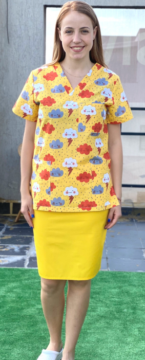 Bluza bumbac Ploaie de vara fond galben [3]