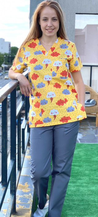 Bluza bumbac Ploaie de vara fond galben [4]