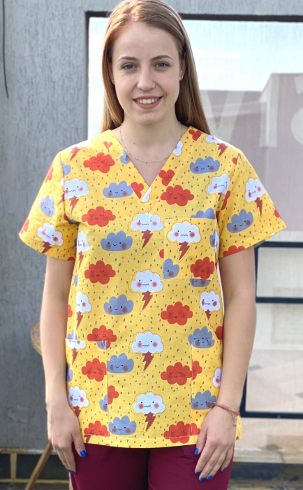 Bluza bumbac Ploaie de vara fond galben [2]