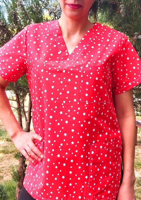 Bluza Bumbac Stelute Fond Rosu [4]