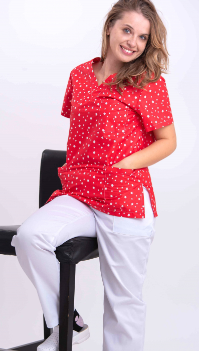 Bluza Bumbac Stelute Fond Rosu [2]
