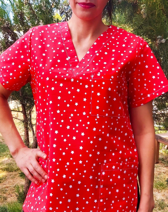 Bluza Bumbac Stelute Fond Rosu [3]
