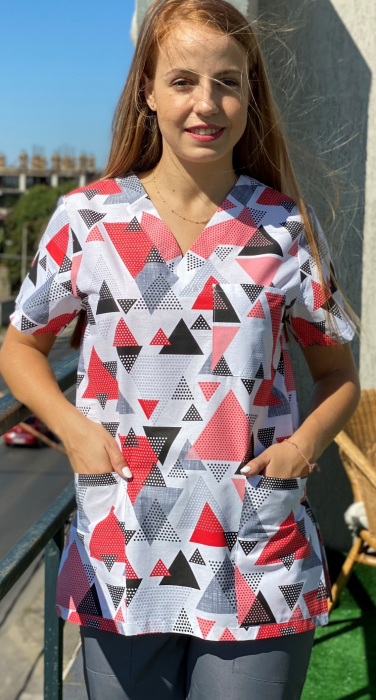 Bluza bumbac triunghiuri rosii si negre [2]