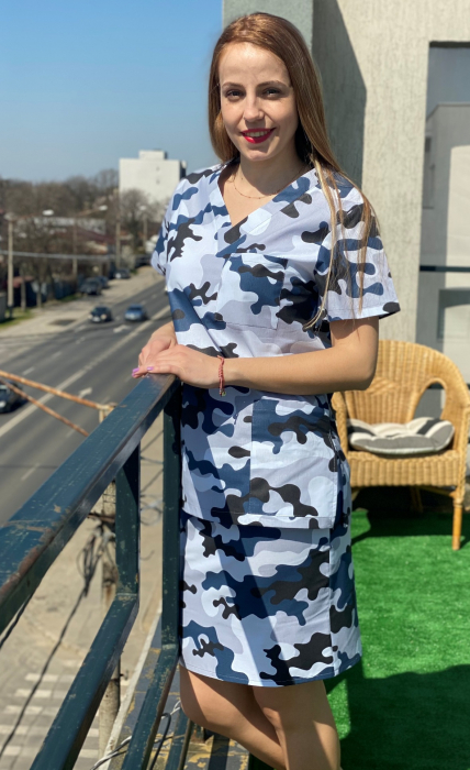 Fusta bumbac Camuflaj bleumarin si gri [3]