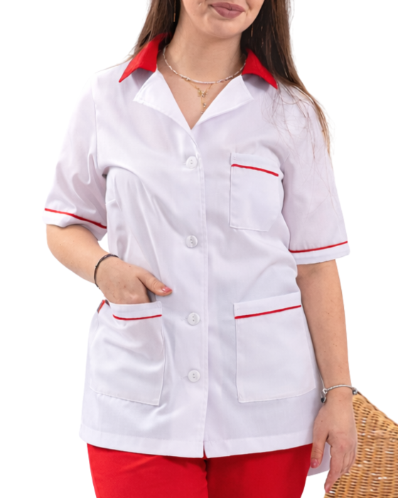 Halat alb scurt, guler rosu [2]