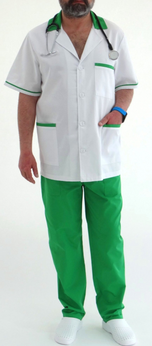 Halat barbati alb, guler verde [5]