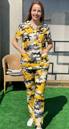 PANTALON BUMBAC CAMUFLAJ GALBEN SI GRI [3]