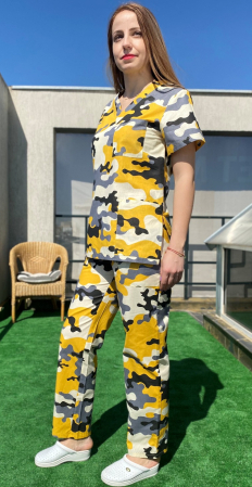 PANTALON BUMBAC CAMUFLAJ GALBEN SI GRI [4]