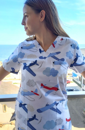 Bluze unisex cu imprimeuri - Bluza Bumbac Avioane Albastre
