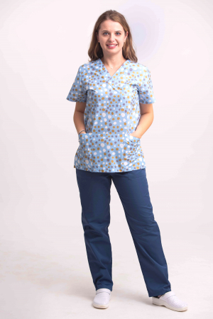 Bluza Bumbac Buline Aurii Fond Bleu [4]