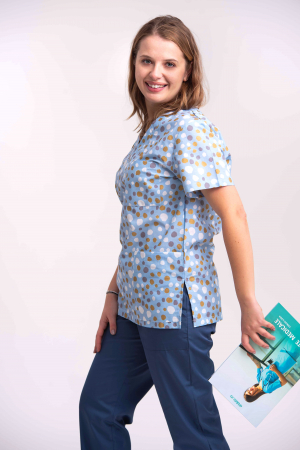 Bluza Bumbac Buline Aurii Fond Bleu [2]
