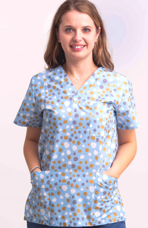 Bluza Bumbac Buline Aurii Fond Bleu [1]