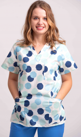 Bluze Medicale - Bluza Bumbac Buline Sidefate Bleu
