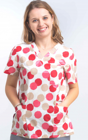 Bluze Medicale - Bluza Bumbac Buline Sidefate Ciclam