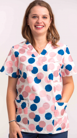 Bluze Medicale - Bluza Bumbac Buline Sidefate Roz