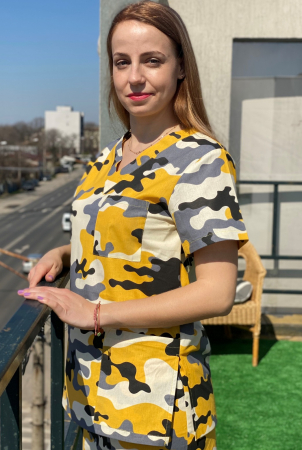 Bluza bumbac Camuflaj galben si gri [3]
