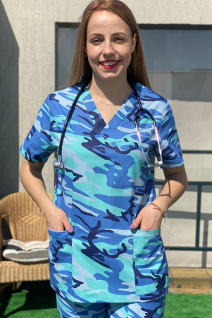 Bluza bumbac Camuflaj turquoise si albastru [3]