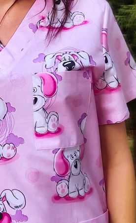 Bluza Bumbac Catelusi Albi Fond Roz [4]