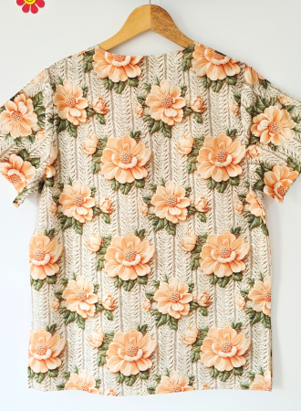 Bluze Medicale - bluza-bumbac-dalie-portocalie-3d