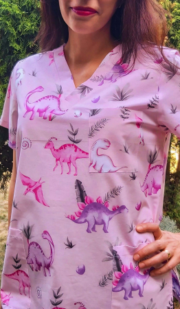 Bluza Bumbac Dino Mov Fond Roz [3]