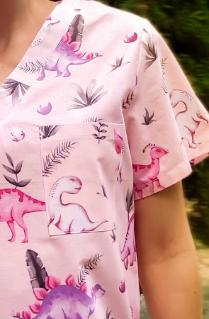 Bluza Bumbac Dino Mov Fond Roz [2]