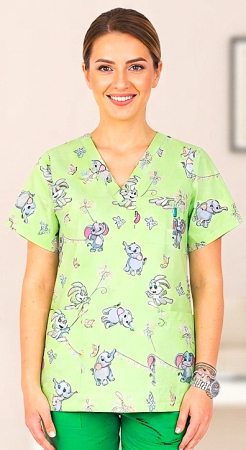 Bluza bumbac Elefantei si Iepurasi fond verde [1]