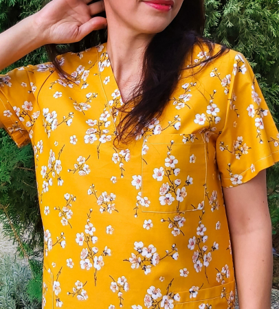 Bluza Bumbac Flori De Cires Fond Galben [4]