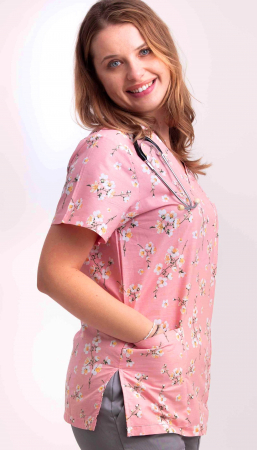 Bluza Bumbac Flori De Cires Fond Roz [1]