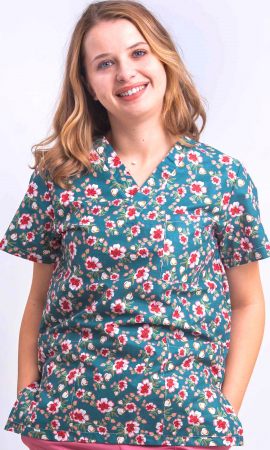 Bluza Bumbac Flori De Mar Fond Verde Inchis [1]