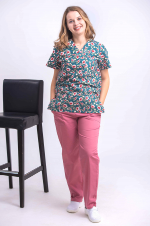 Bluza Bumbac Flori De Mar Fond Verde Inchis [2]