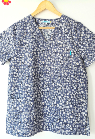 Bluze unisex cu imprimeuri - bluza-bumbac-flori-de-musetel-fond-gri-albastrui