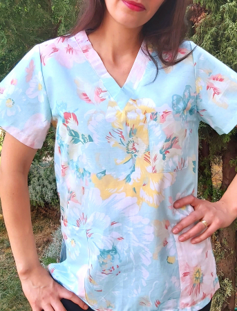 Bluza Bumbac Flori Mari Fond Vernil [3]