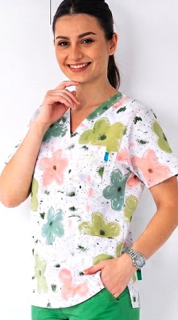 bluza-bumbac-flori-pictate-portocalii-si-verzi [1]