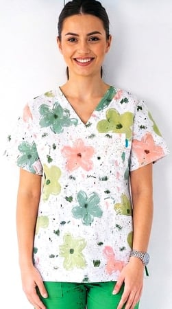 Bluze unisex cu imprimeuri - bluza-bumbac-flori-pictate-portocalii-si-verzi