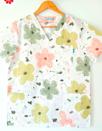 bluza-bumbac-flori-pictate-portocalii-si-verzi [2]