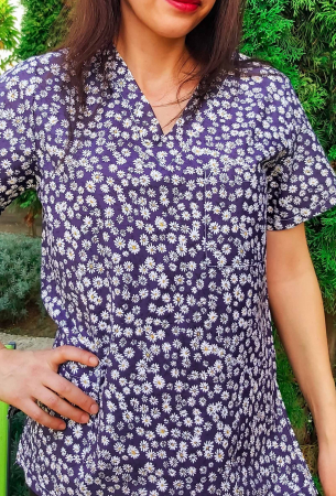 Bluza Bumbac Floricele Fond Bleumarin [3]