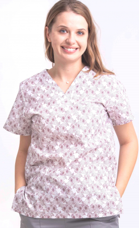 Bluza Bumbac Floricele Grena Fond Alb [2]
