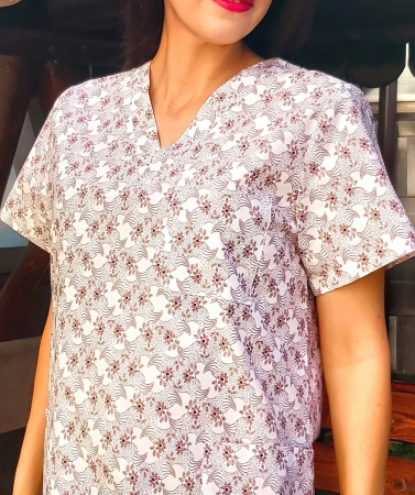 Bluza Bumbac Floricele Grena Fond Alb [5]