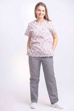 Bluza Bumbac Floricele Grena Fond Alb [3]