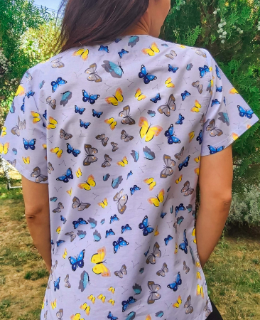 Bluza Bumbac Fluturasi Galbeni Fond Bleu [3]