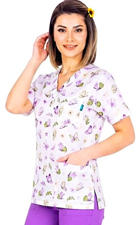 Bluze unisex cu imprimeuri - bluza-bumbac-fluturasi-mov-fond-alb