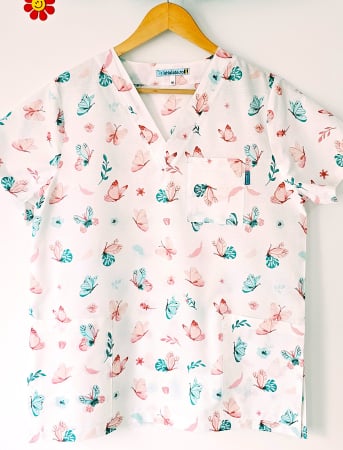 Bluze unisex cu imprimeuri - bluza-bumbac-fluturasi-roz-fond-alb