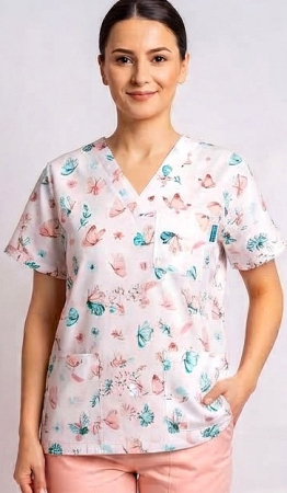 Bluze unisex cu imprimeuri - bluza-bumbac-fluturasi-roz-fond-alb